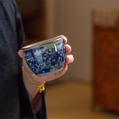 Ancient Blue and White Porcelain Cup Gongfu Tea