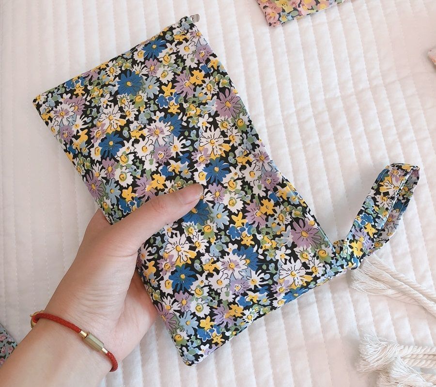 Floral Coin Purse Cotton Pouch Cosmetic Bag Fabric Make Up Organizer Storage Bag