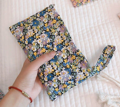 Floral Coin Purse Cotton Pouch Cosmetic Bag Fabric Make Up Organizer Storage Bag