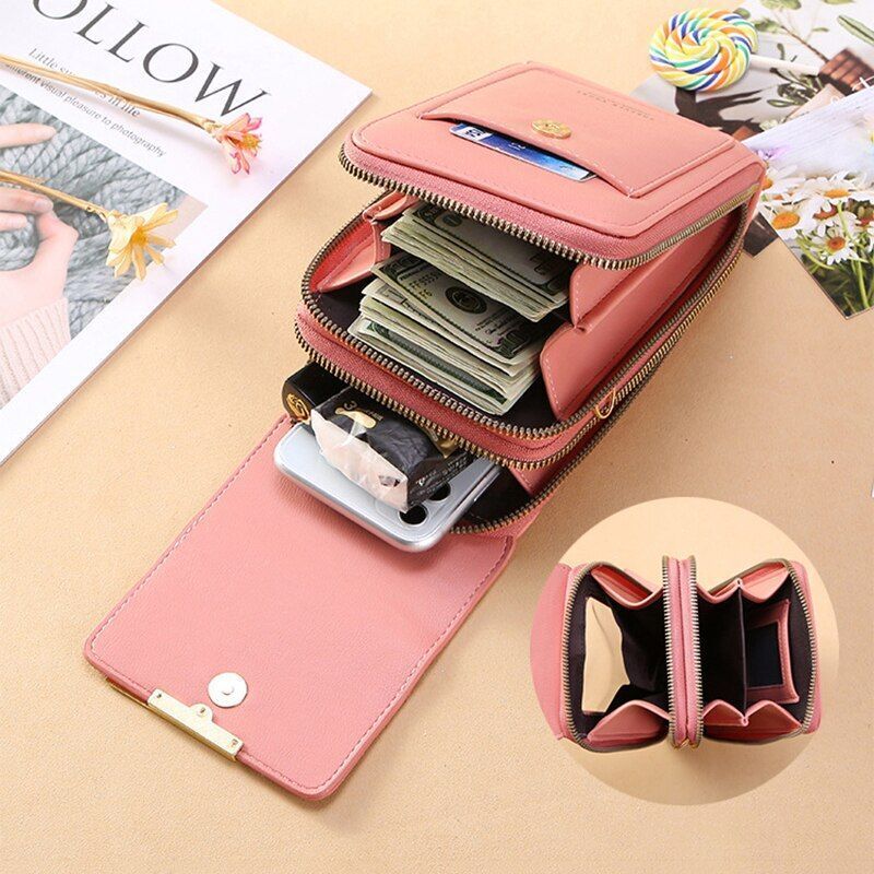 Leather Women Handbags Touch Screen Phone Purse Card Holder Small Crossbody Flap