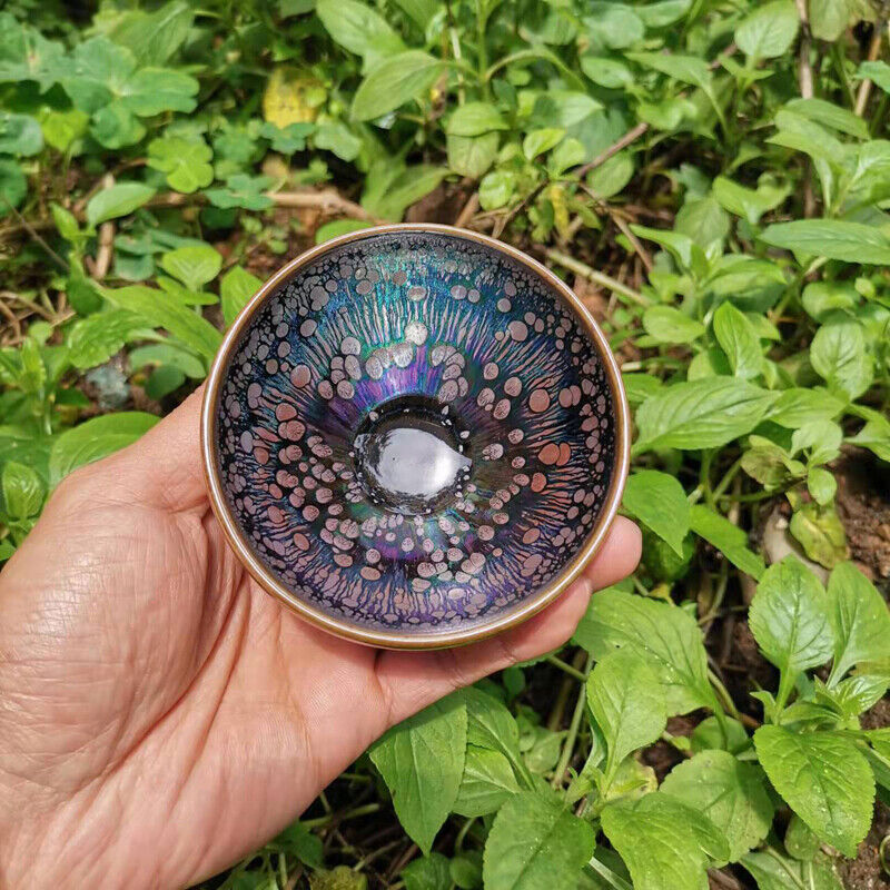 JZ220721-291 Jianzhan Chinese Tea Bowl Tenmokus Tea Cup with Colorful Glaze