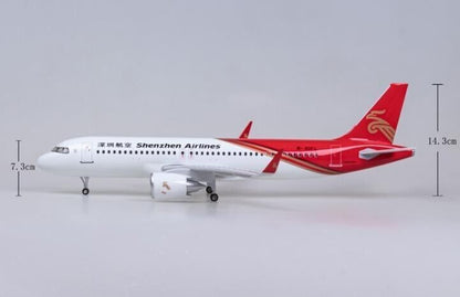 47CM SHENZHEN AIRLINES AIRBUS A320neo Plane Led Sound-controll Light Resin Model