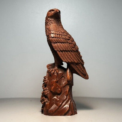 Collectible Chinese Boxwood Carved Exquisite Eagle Statue Figurines Art Ornament