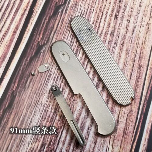 Titanium Alloy Handle Scale With back clip For 91mm Victorinox Swiss Army Knives