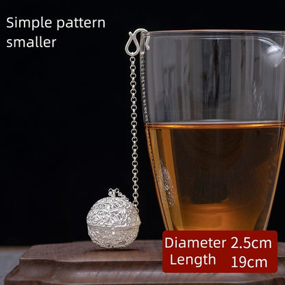 Full Handmade Artware 999 Sterling Silver Tea Stainer Filter Luxury Health Care