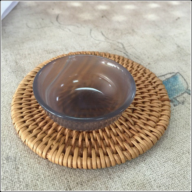 Natural Hand Carved Gray Agate Cup Jade Cup Bowl Diameter about 5.0cm 1.98in