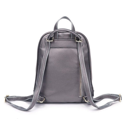 Genuine Cow Leather Everyday White Silver Backpack Book Bags 25x32x11CM Red/Blue