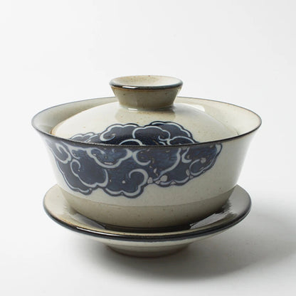 Hand Painted Cloud Gaiwan For Tea Pottery Tureen Lid Teaware Mugs Bowls Chawan
