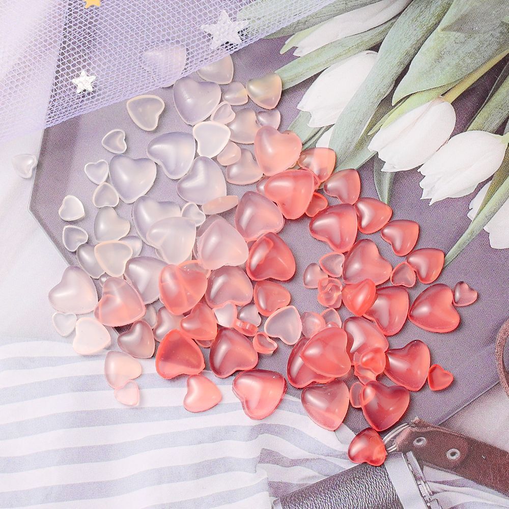 Nail Art Decals 20-100Pcs 3D Heart Charms Clear Acrylic DIY Manicure Accessories
