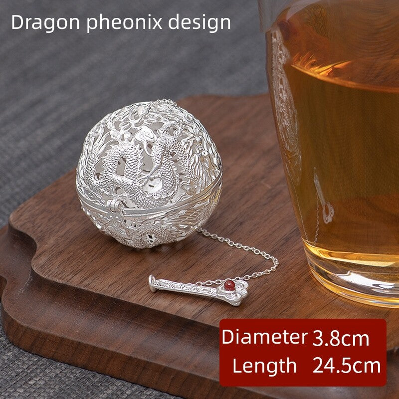 Full Handmade Artware 999 Sterling Silver Tea Stainer Filter Luxury Health Care