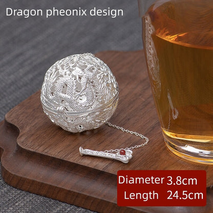 Full Handmade Artware 999 Sterling Silver Tea Stainer Filter Luxury Health Care