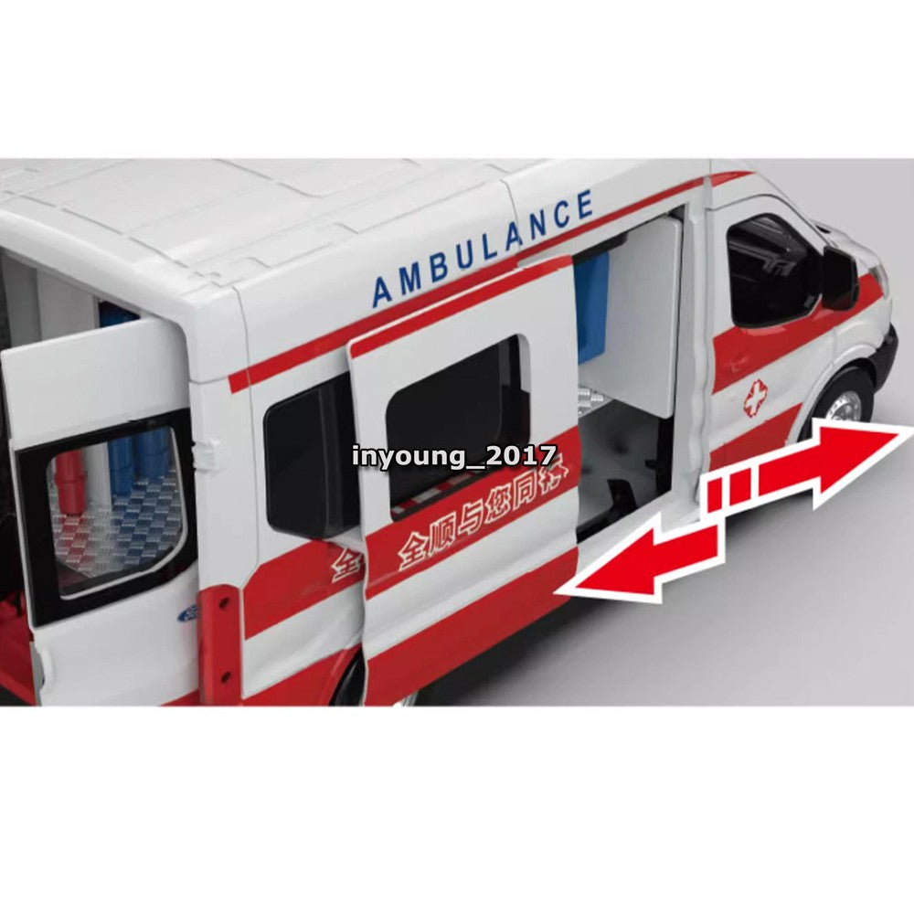 1/35 Ford Transit Model Car Ambulance Diecast Toy Cars Metal Vehicle Boys Kids