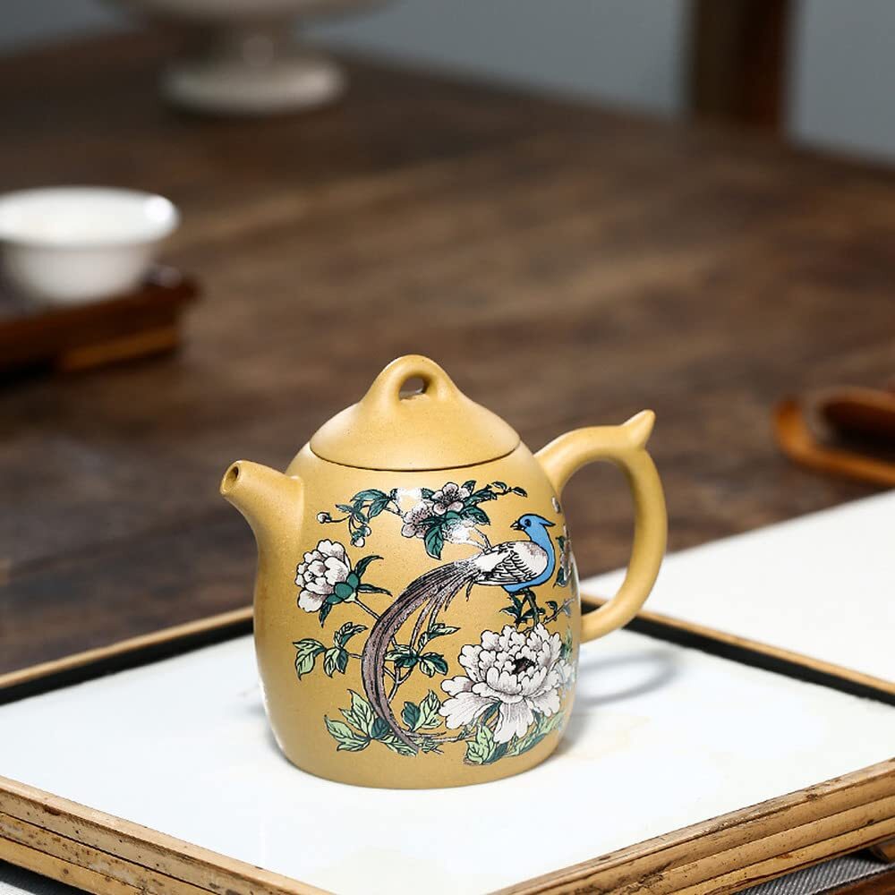 200ml Yixing Purple Clay Hand Painted Flower Birds Pattern Teapot Tea Set Kettle