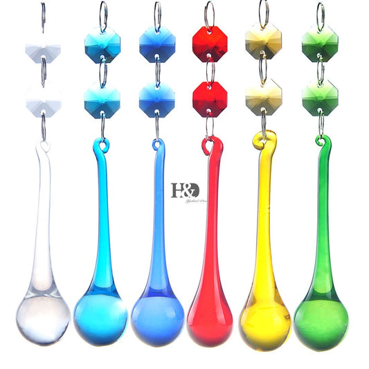 Crystal Glass Hanging Raindrops Lighting Ornament Chandelier Prism Part 5.3*0.8"