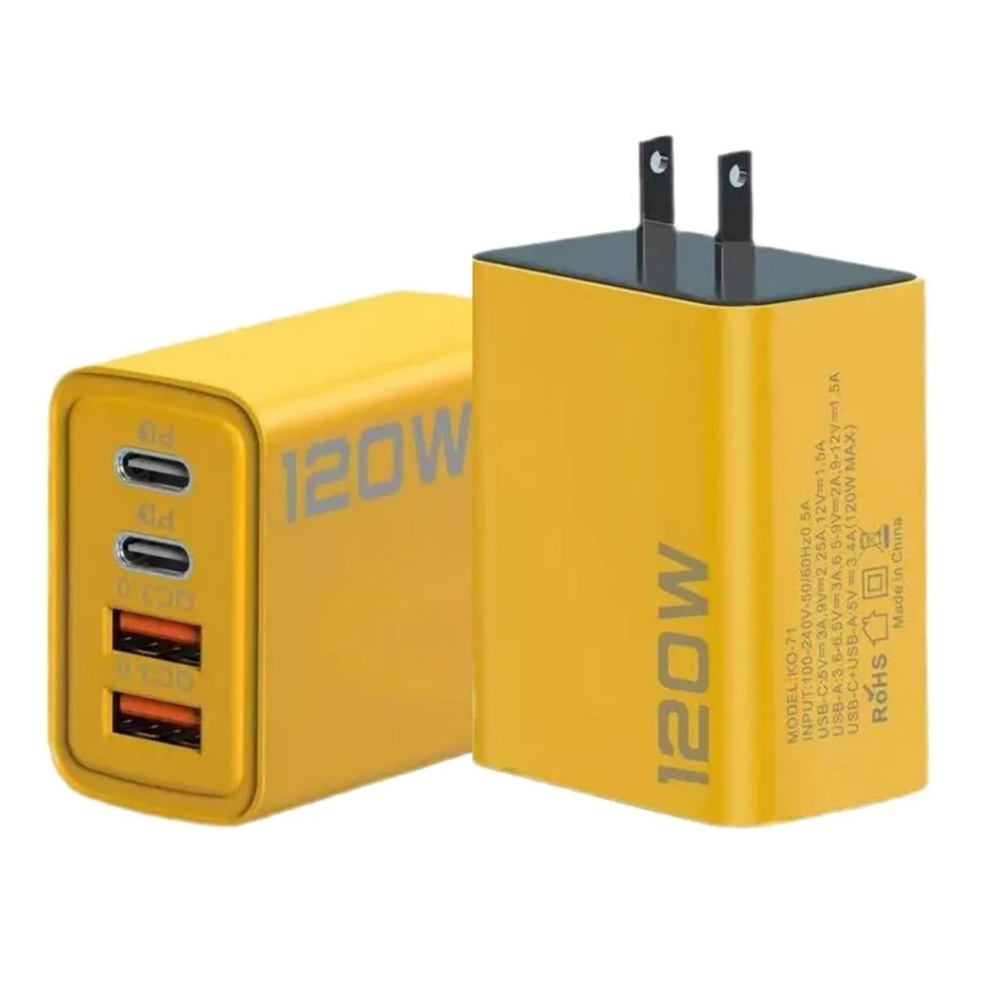 2Pcs Universal 4-Port USB C Quick Wall Charger Block For Cell Phone iPad US Plug