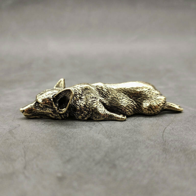 Solid Brass Corgi Dog Figurine Dog Statue Home Ornaments Animal Figurines Gift