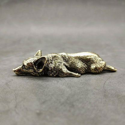 Solid Brass Corgi Dog Figurine Dog Statue Home Ornaments Animal Figurines Gift