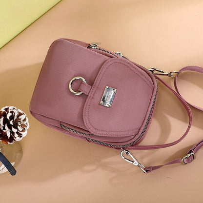 3 Layers Small Handbag Durable Fabric Shoulder Bag Mini Purse Nylon Polyester