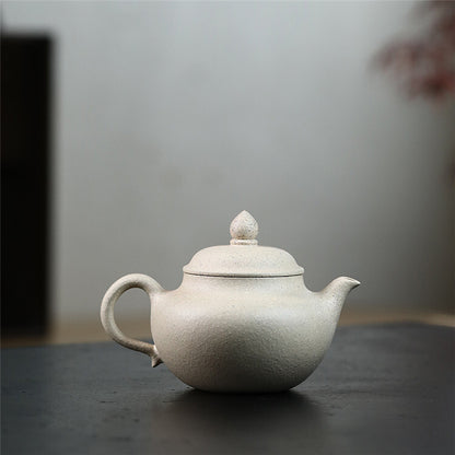 Yixing Zisha White Clay Pottery Handmade Tea Pot Bird Branch Marked Tea Pot