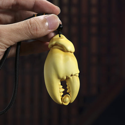 2“ Hand Carved Boxwood Netsuke : Funny Wealthy Crab Claw