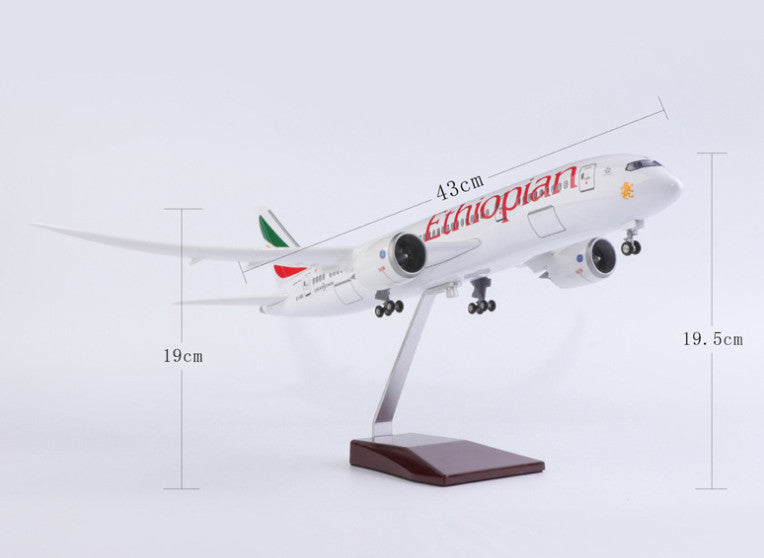 1:130 43CM Ethiopian BOEING 787 Airplane Landing Gear Resin Aircraft Plane Model
