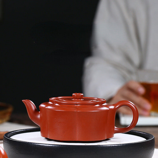 China Yixing Zisha Pottery Clovershrub Clay Handmade 250cc Mesh Teapot 菱花周盘