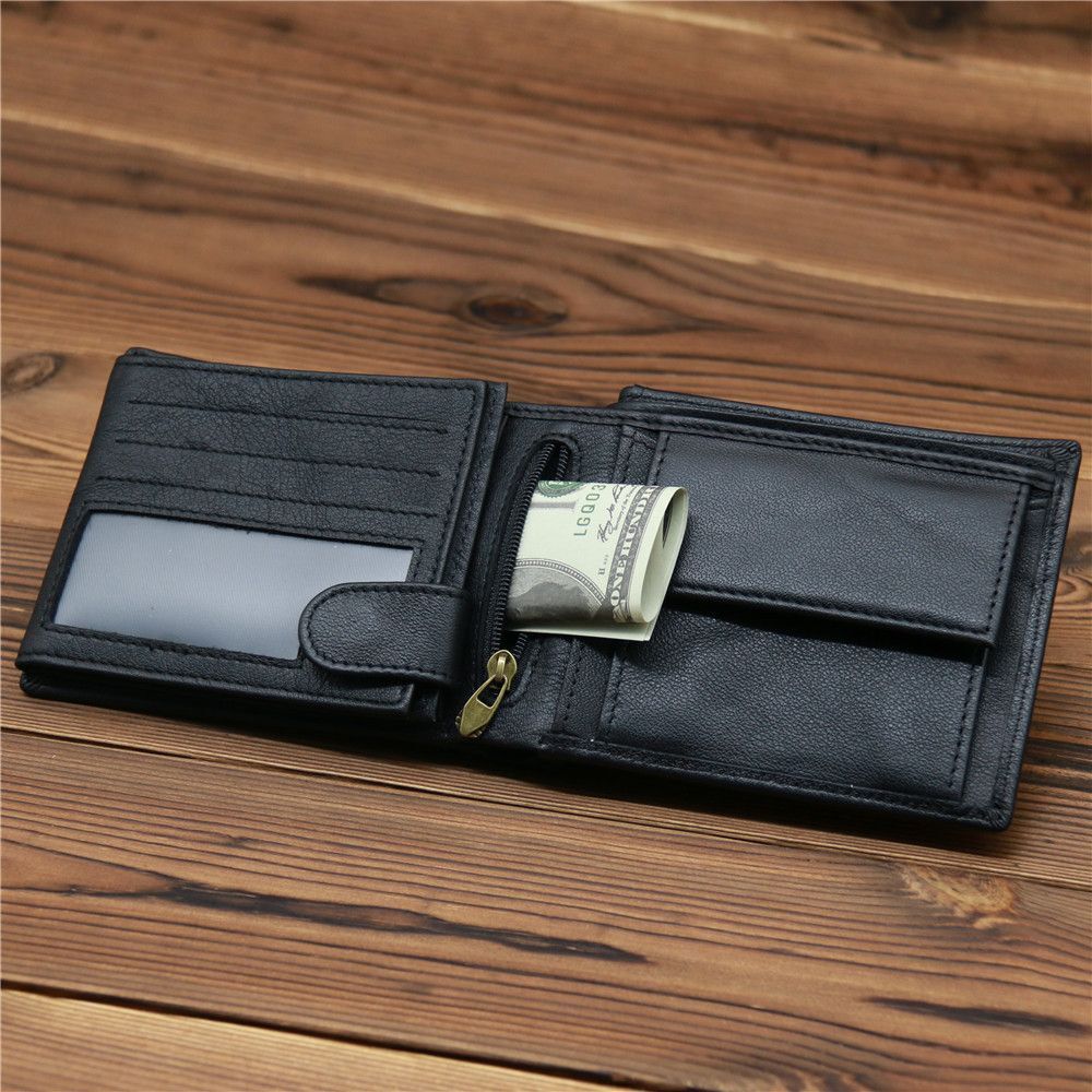Genuine Leather Short Wallet Purse Cowhide Wallets Coin Pocket Card Money Holder