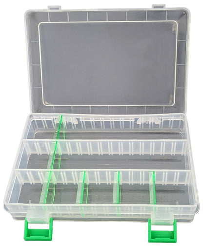 Small Parts Storage Box with 6 Removable Dividers, 8" x 5.3" x 1.5", RoHS