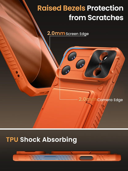 for Iphone 17 Pro Max Case with Card Holder (4 Cards) [RFID Blocking] & Slide Ca