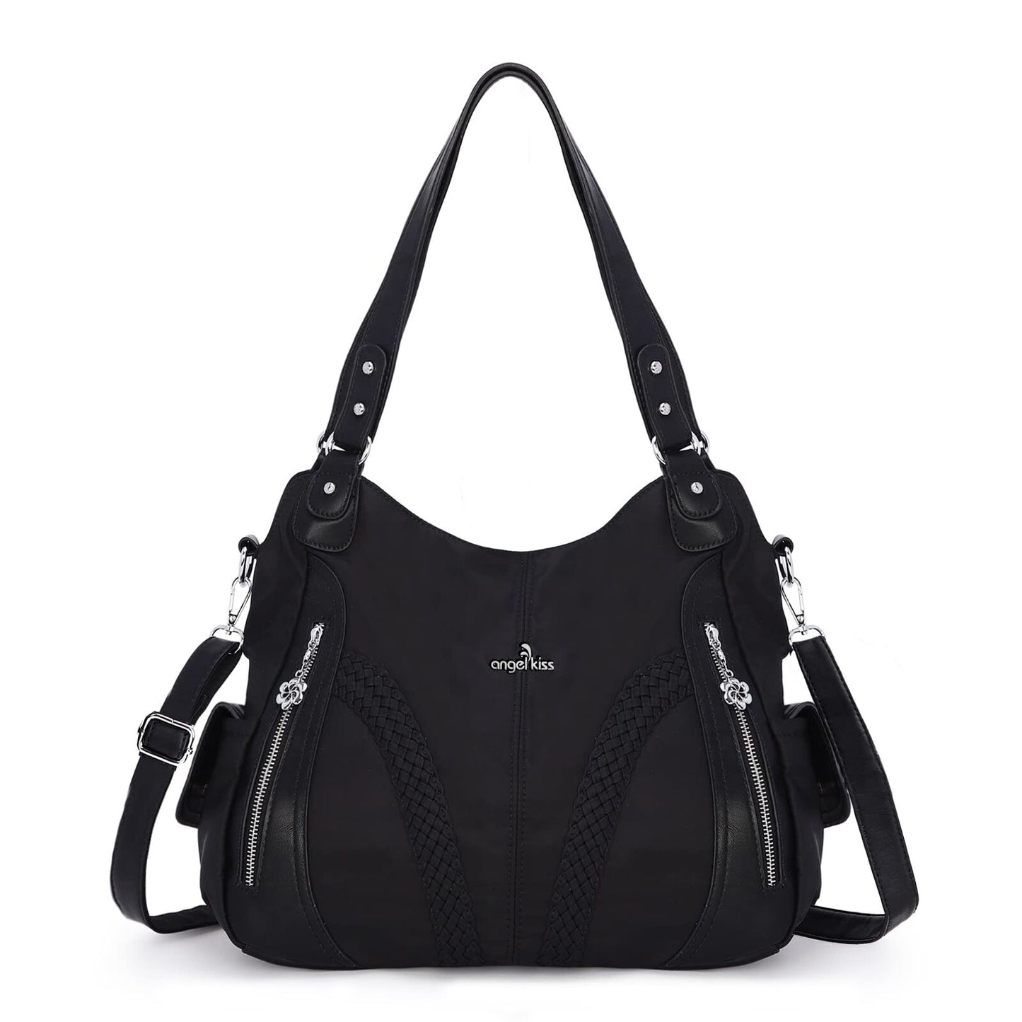 Angel Kiss Purses and Handbags Women 13.8*4.7*11.8 inches, Nylon-black