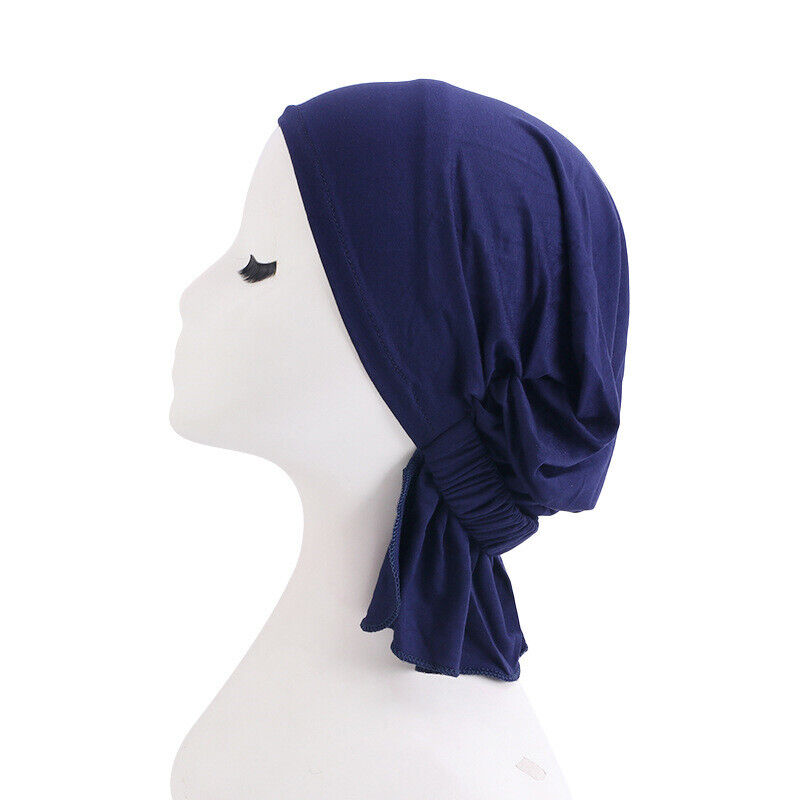 Womens Hair Loss Wrap Cancer Chemo Cap Solid Muslim Turban Hijab Hat Head Cover