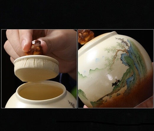 Creative Chinese Ceramic Tea Canister Coffee Jar Puer Tea Sealed Pot Tea Caddy