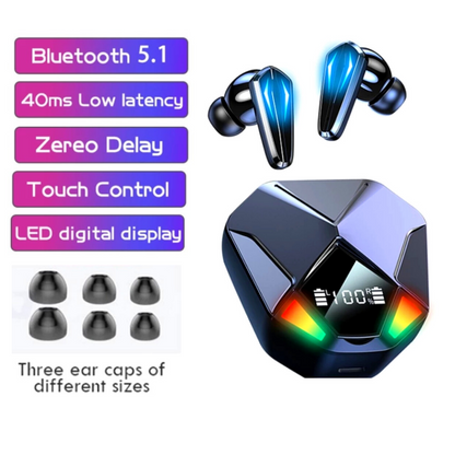 Headphones Wireless Earbuds Bluetooth Headset True Black in ear Dual Gaming US*