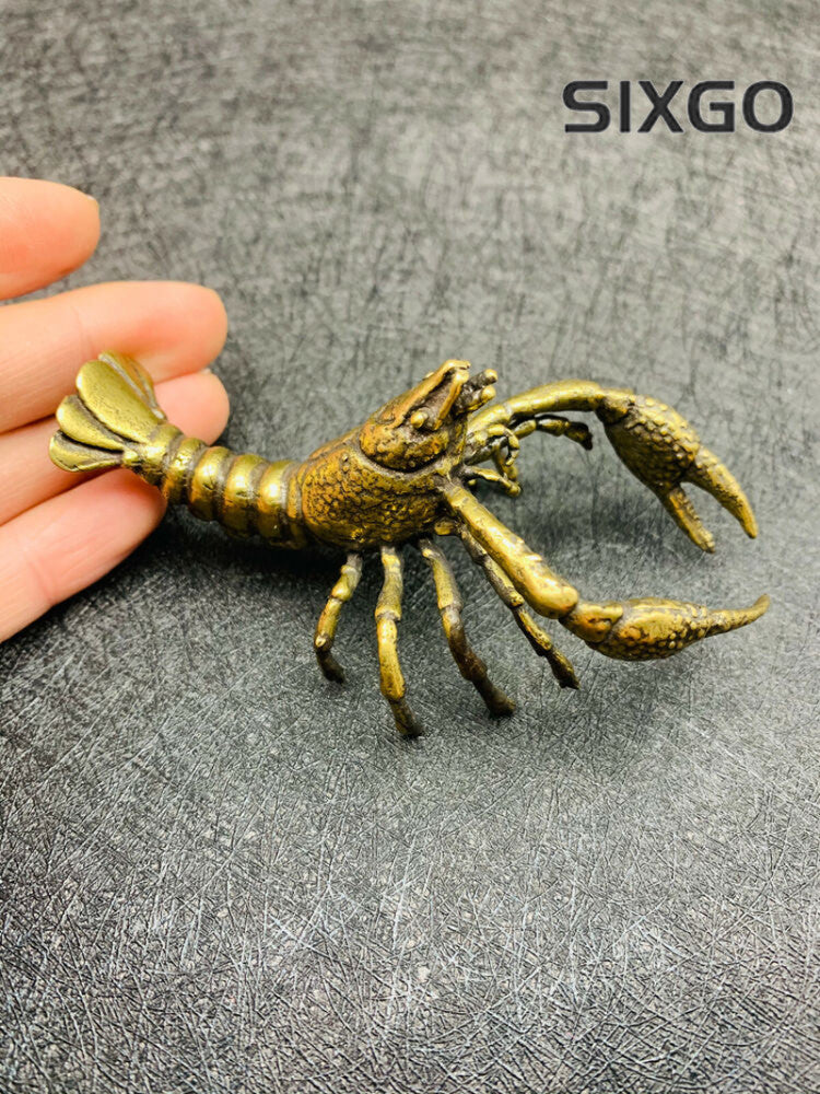 Brass Statue Lobster Office Desk Decorative Tea Pet Gifts Collection