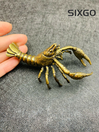 Brass Statue Lobster Office Desk Decorative Tea Pet Gifts Collection