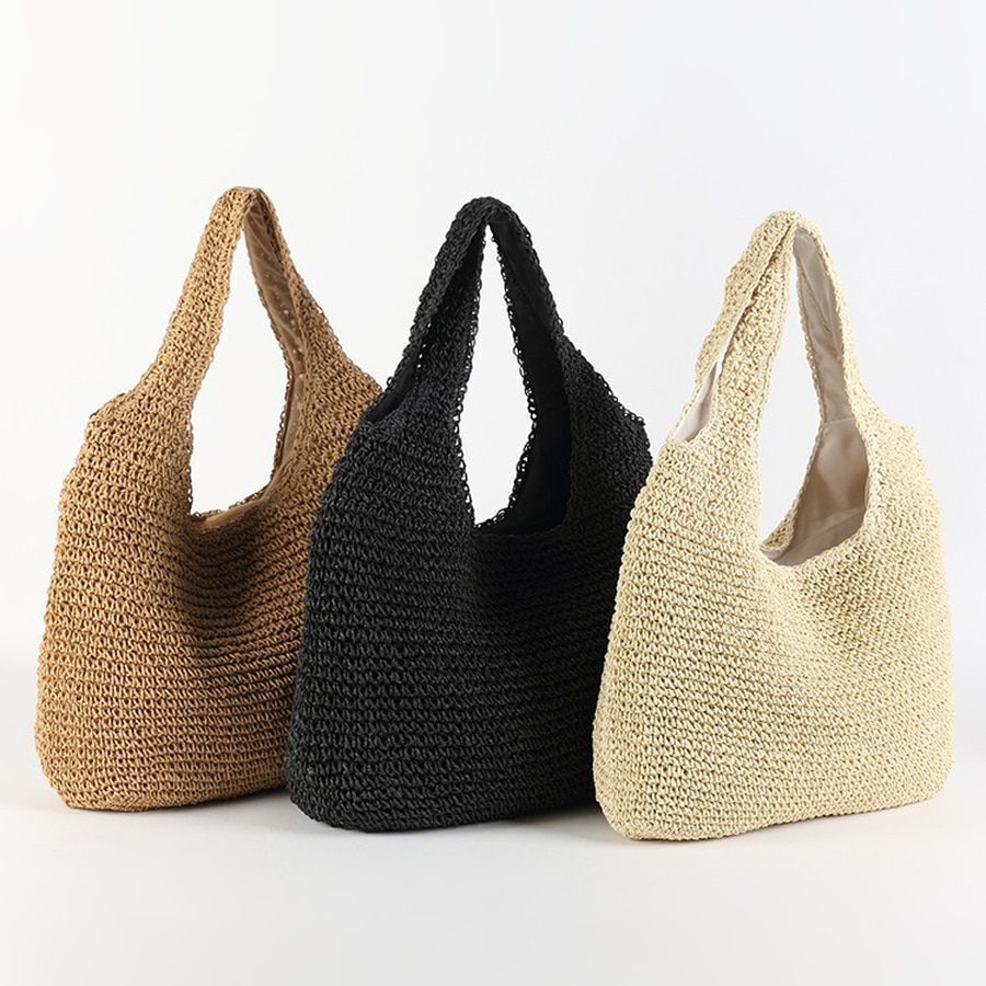 Women Shoulder Bags Woven Handbags Large Capacity Summer Beach Casual Tote Purse