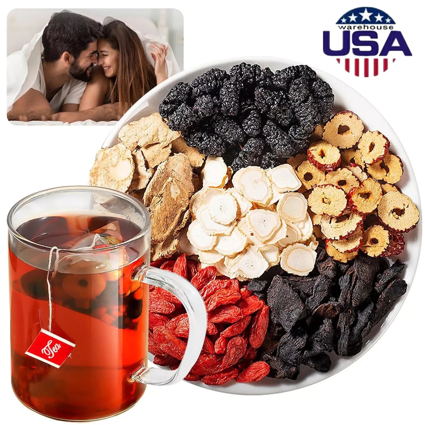 Natural Tea Formula Ginseng Five Treasure Tea, Kidney Tea Chinese Herbal Tea