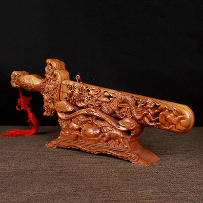 Chinese Traditions Feng Shui Peach Wood Sword Plus Base Blessing Exorcise Evil