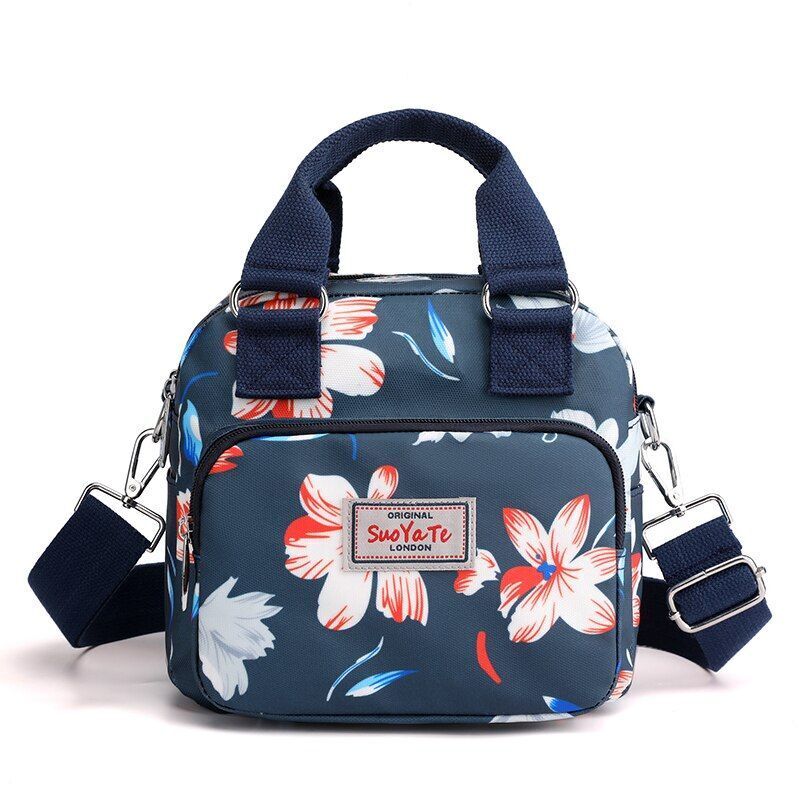 Floral Pattern Women Small Shoulder Bag Waterproof Nylon Handbag Messenger Bags