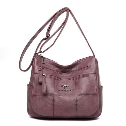 Crossbody Bag Soft Leather Messenger Pouch Retro Woman Handbag Shoulder Purse