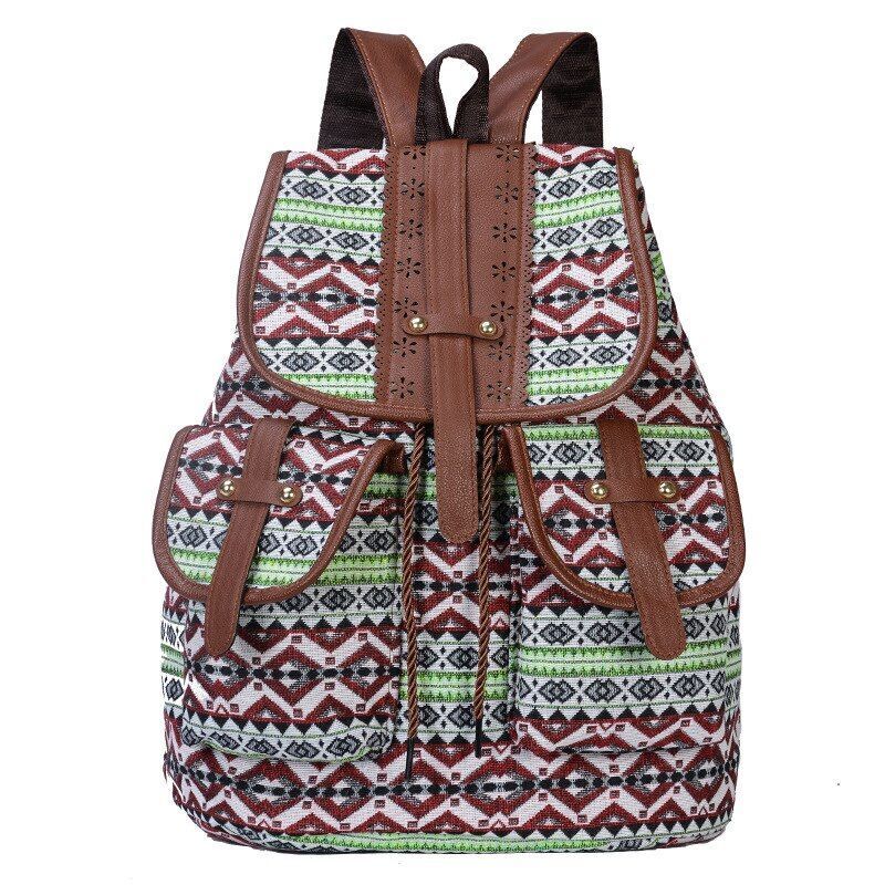 Backpack Retro Pattern Canvas Bag Fashion Travel Drawstring Multifunctional Bags