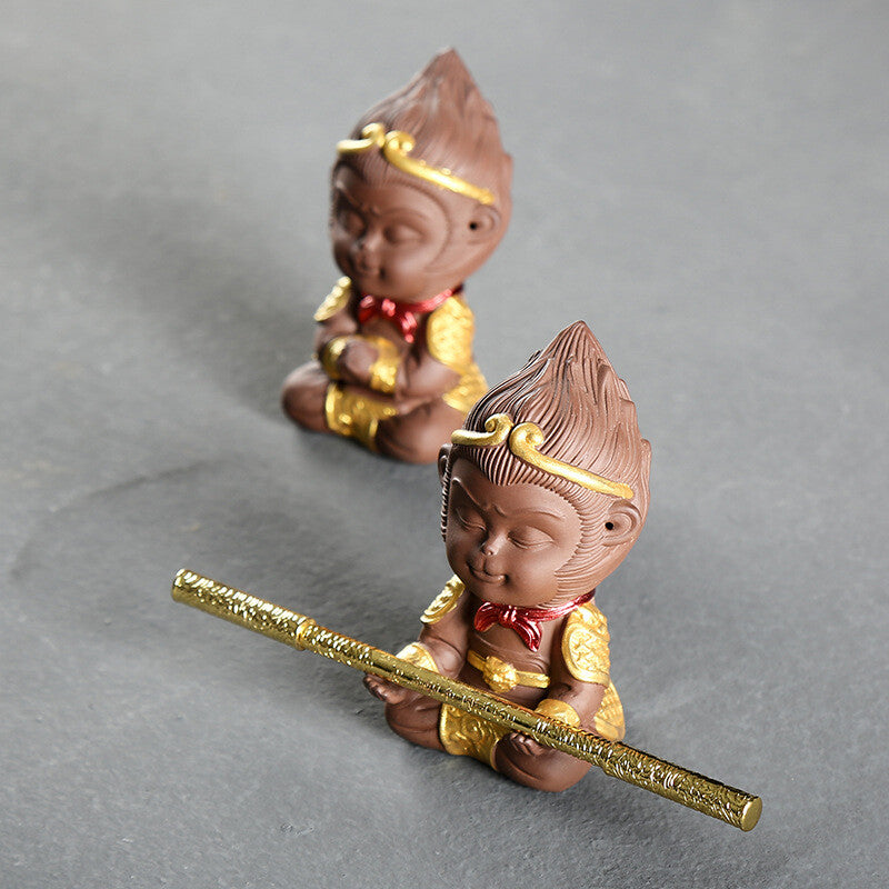 Creative Tea Pet Small Monkey King Statue Sunwukong Bar House Warming Gift China