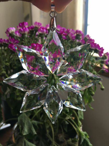1PCS Clear 76*70mm Suncatcher Crystal Snowflake Wedding Hanging Decor Ornament