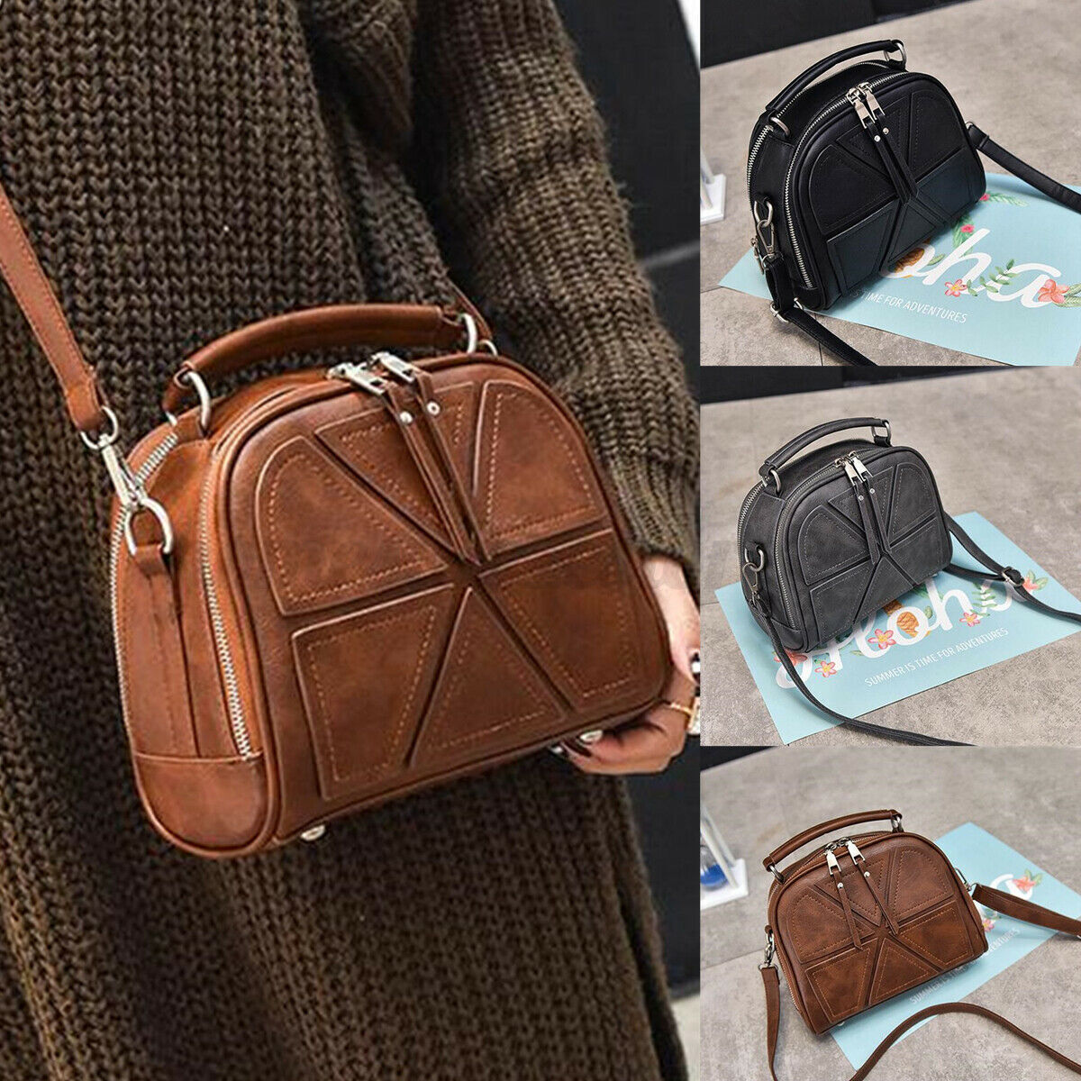 Women Ladies PU Leather Shoulder Bag Messenger Crossbody Handbag Tote Purse