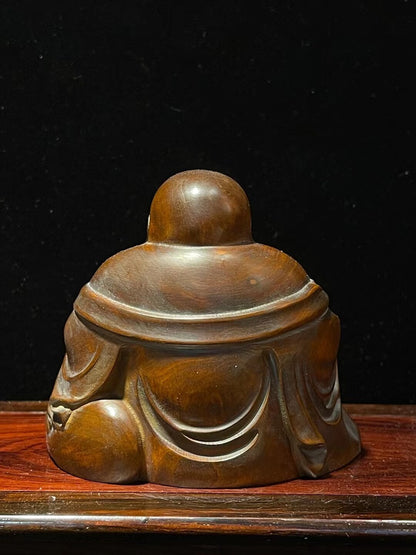 Chinese Boxwood Wood Hand Carved Maitreya Buddha Statue