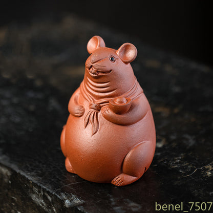 Yixing Boutique Purple Clay Tea Pet Lovely Model Sculpture Ornaments Decoration