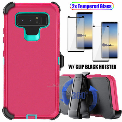 Case Clip Holster Cover,Tempered Glass Protector For Samsung Galaxy Note 8