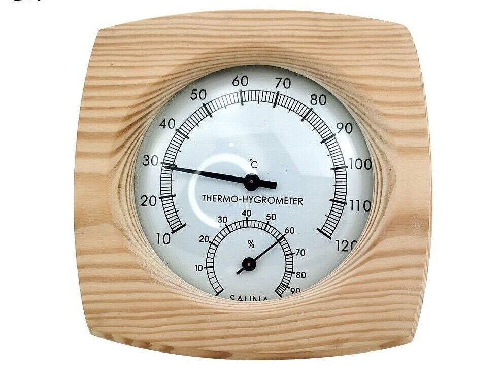 Hygrometer Sauna Thermometer Digital Room Measuring Gauge Tool Pine Wood 13x13cm