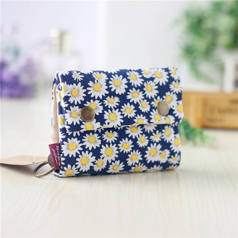 Handmade 3 Fold Fabric Wallet Short Zipper Purses Multi-function Bag Card Holder