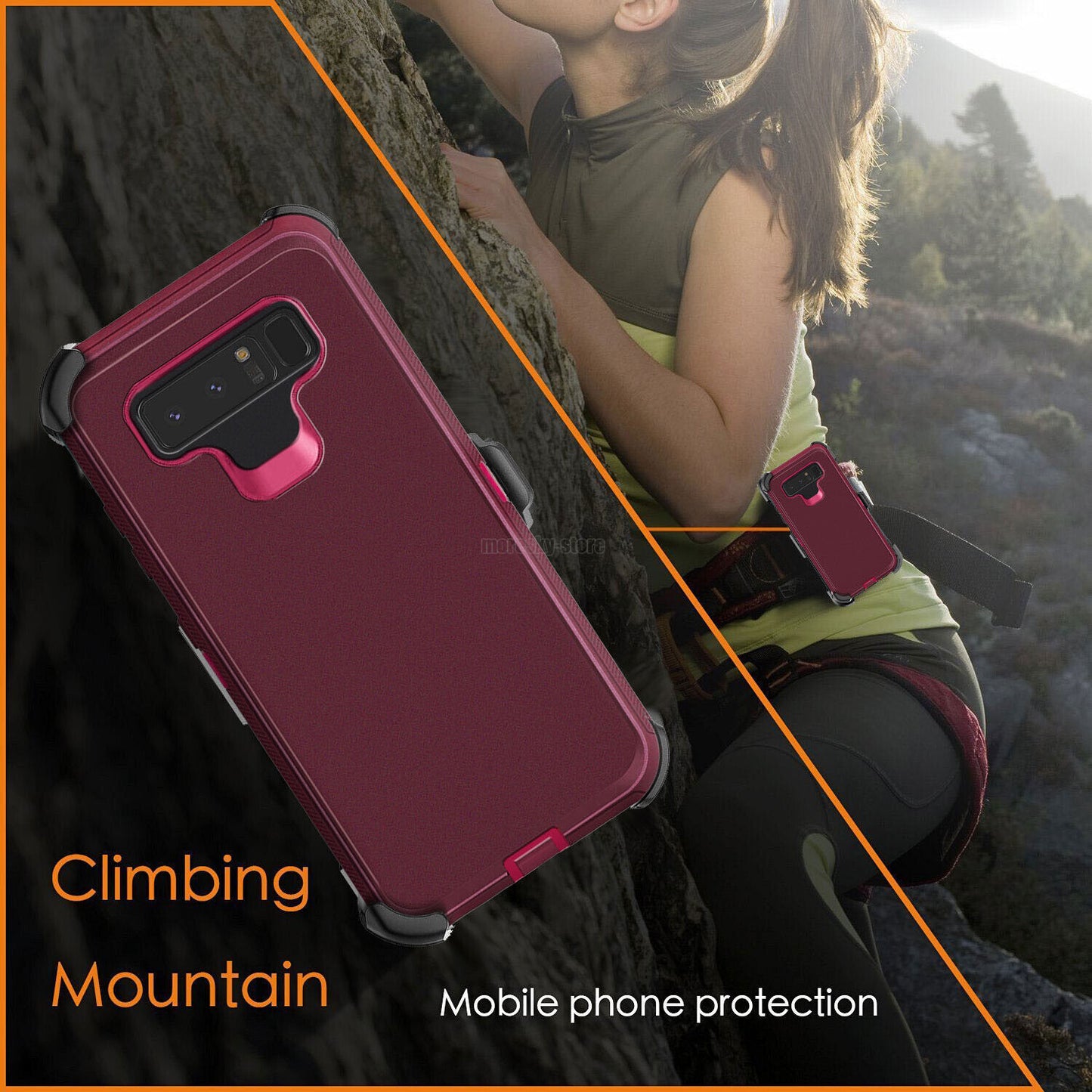 For Samsung Galaxy Note 8 Heavy Duty Rugged Hard Soft Case / Clip Holster Stand
